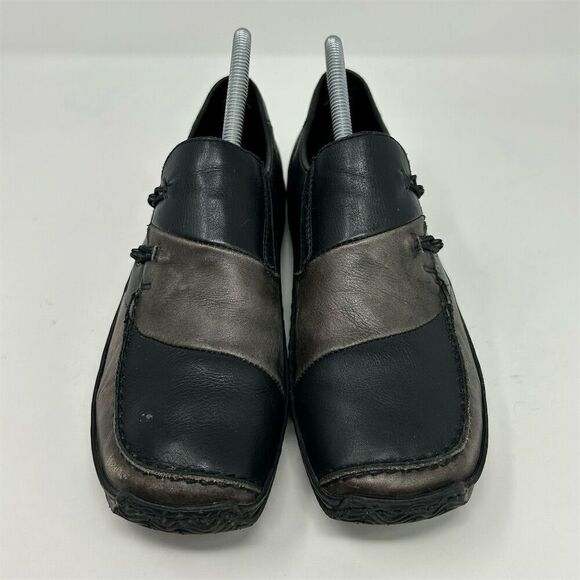 Rieker Multicolor Gray and Black Leather Loafers Slip On Casual Shoes Size 40 - Picture 4 of 14